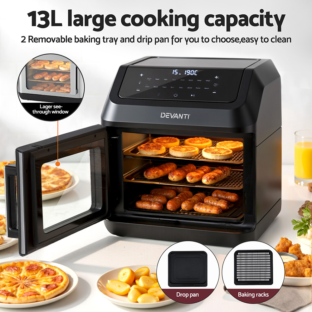 Devanti 13L LCD Air Fryer Oven Black view 4
