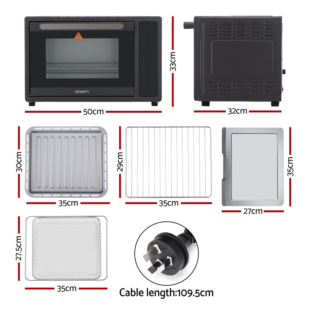 Devanti 32L LCD Touch Air Fryer Oven 1700W view 2