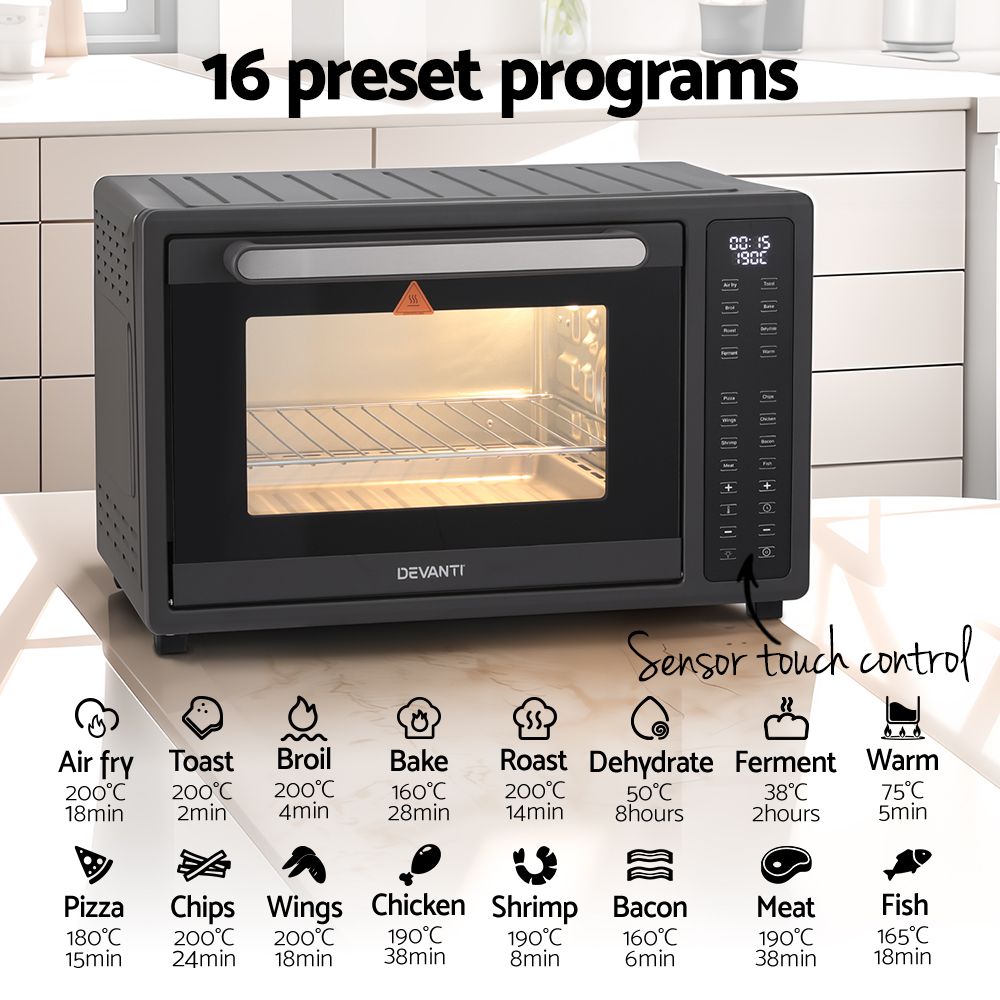 Devanti 32L LCD Touch Air Fryer Oven 1700W view 4