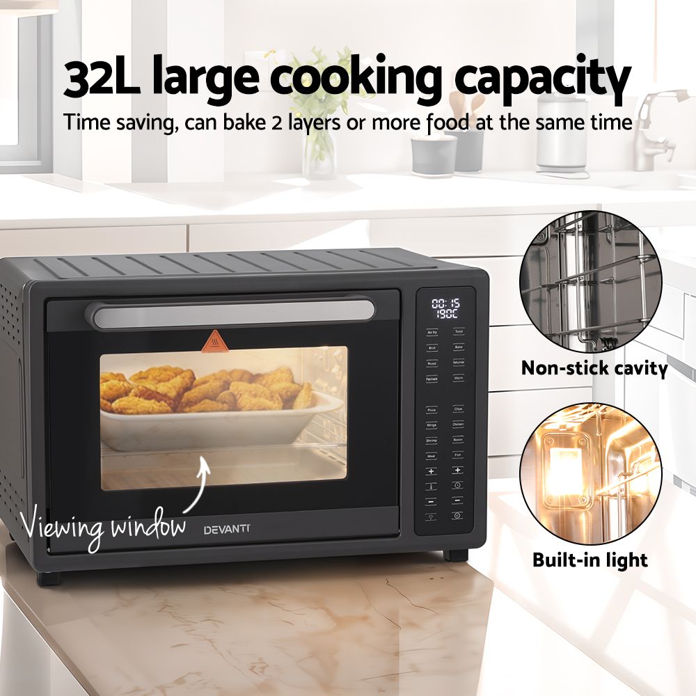 Devanti 32L LCD Touch Air Fryer Oven 1700W view 5