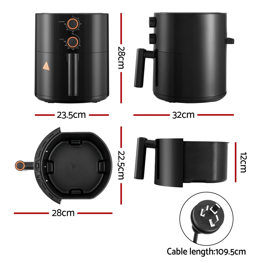 Devanti 4L Air Fryer Knob Control 1500W view 2