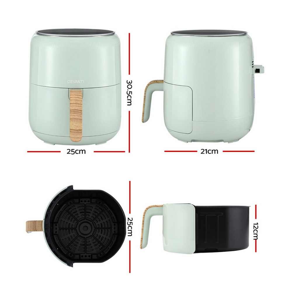 Devanti 5L Air Fryer Touch Control 1700W Green view 3