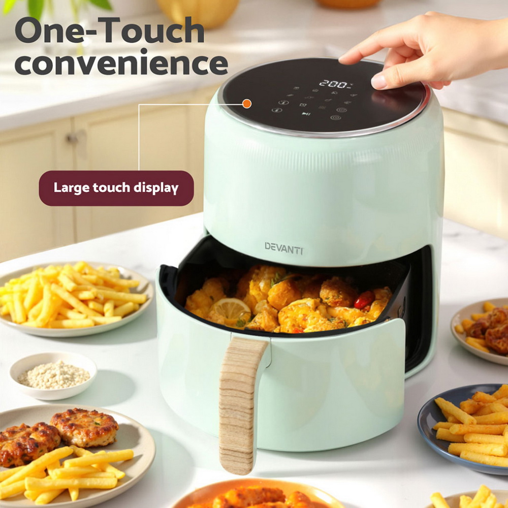 Devanti 5L Air Fryer Touch Control 1700W Green view 5