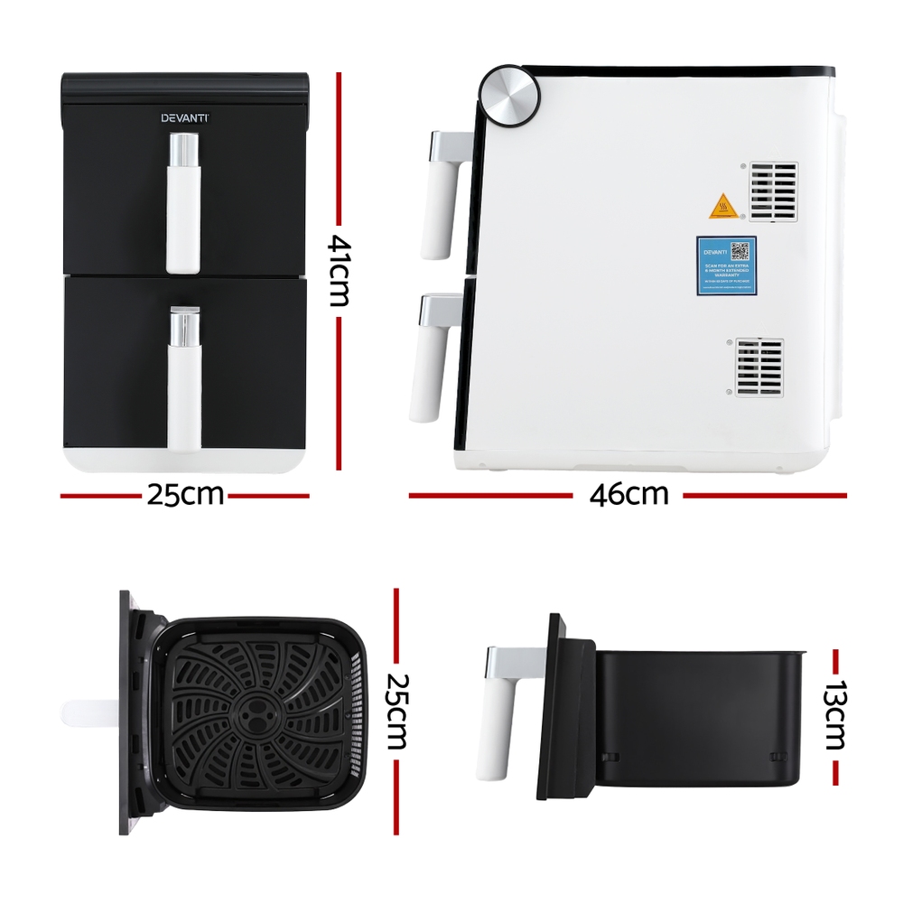 Devanti 11L Dual Zone Air Fryer Oven view 3