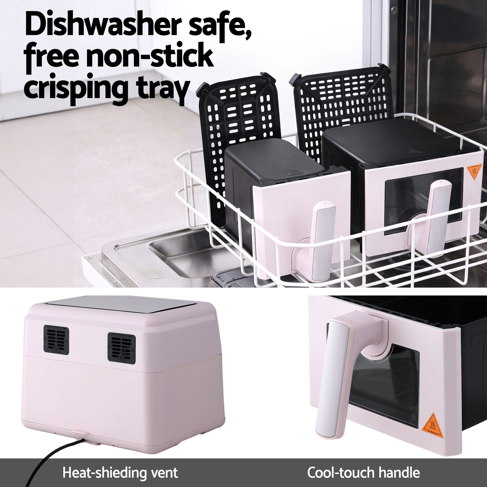 Devanti 9L Dual Zone Air Fryer 2600W Pink view 5