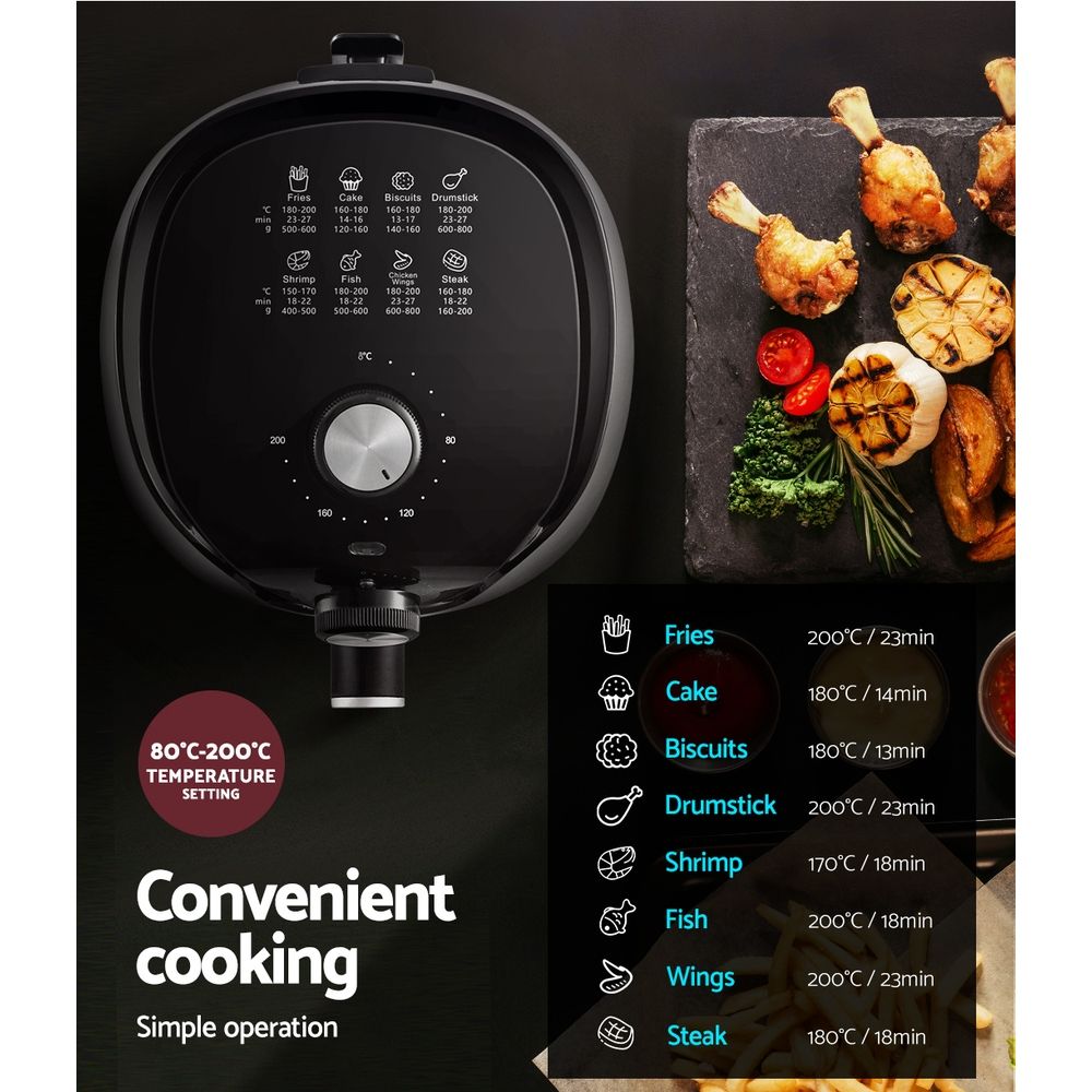 Devanti 2.5L Air Fryer 1200W Black view 5