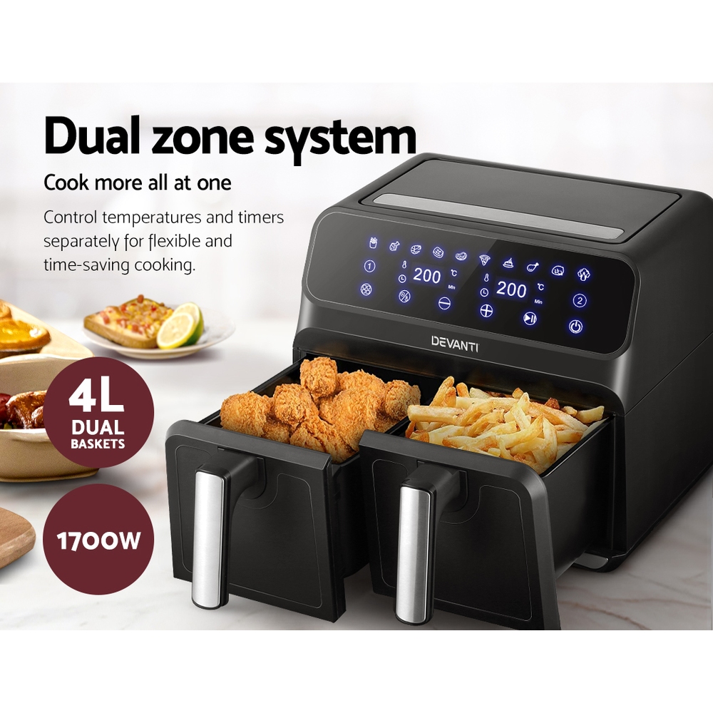 Devanti 8L Dual Zone Air Fryer 1700W view 5