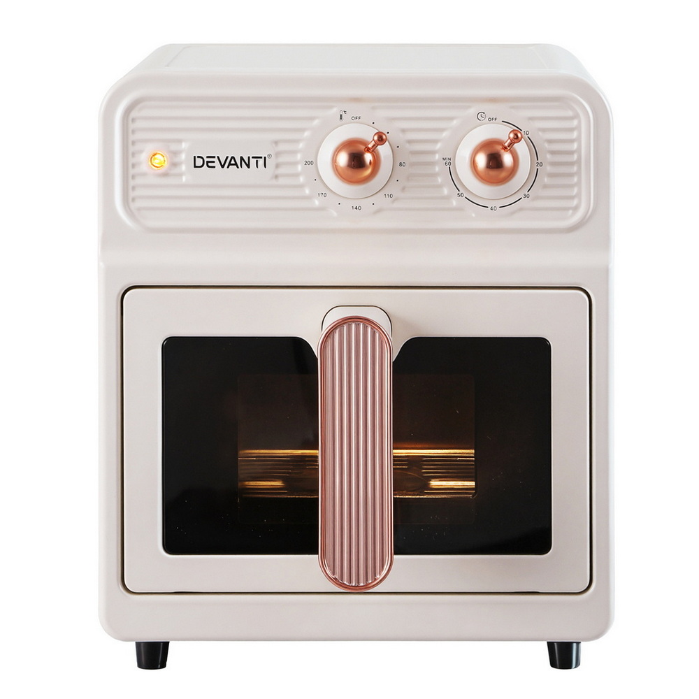 Devanti 6L Air Fryer Knob Control 1700W Cream view 3