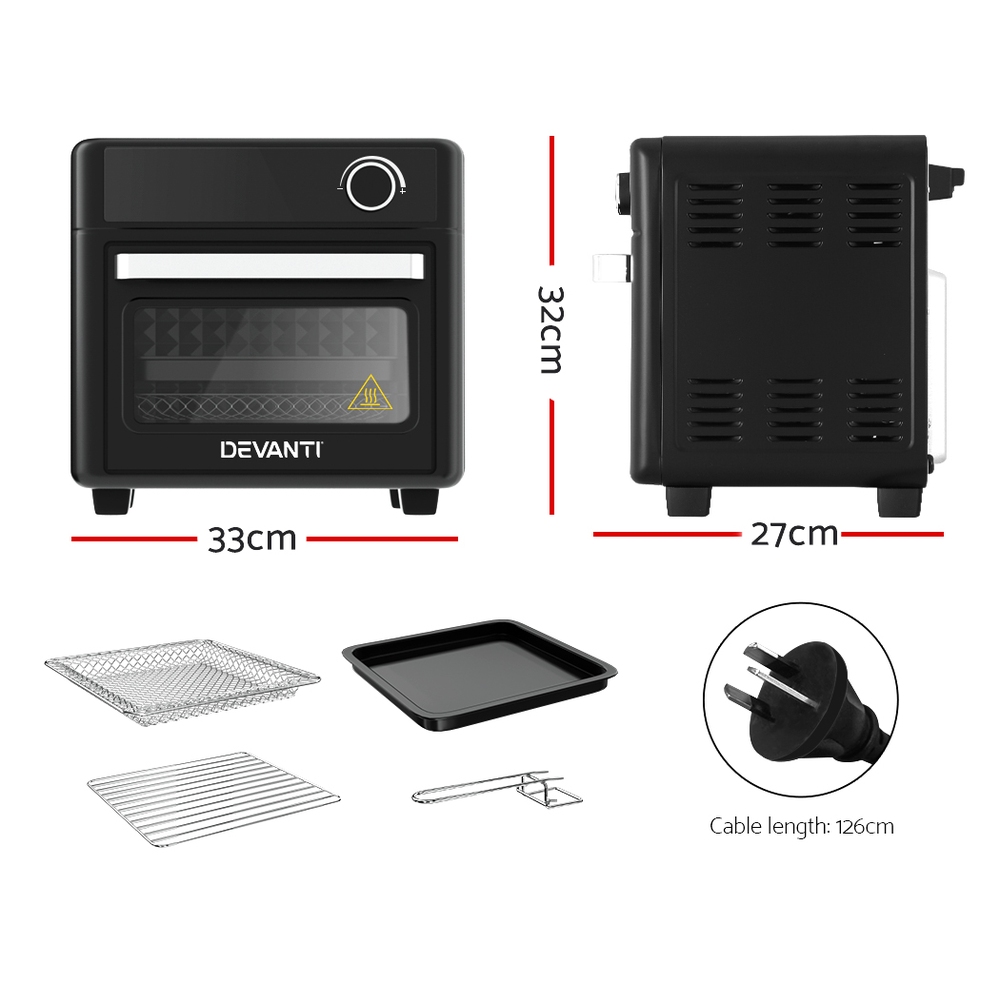 Devanti 15L LCD Air Fryer Oven Black view 2