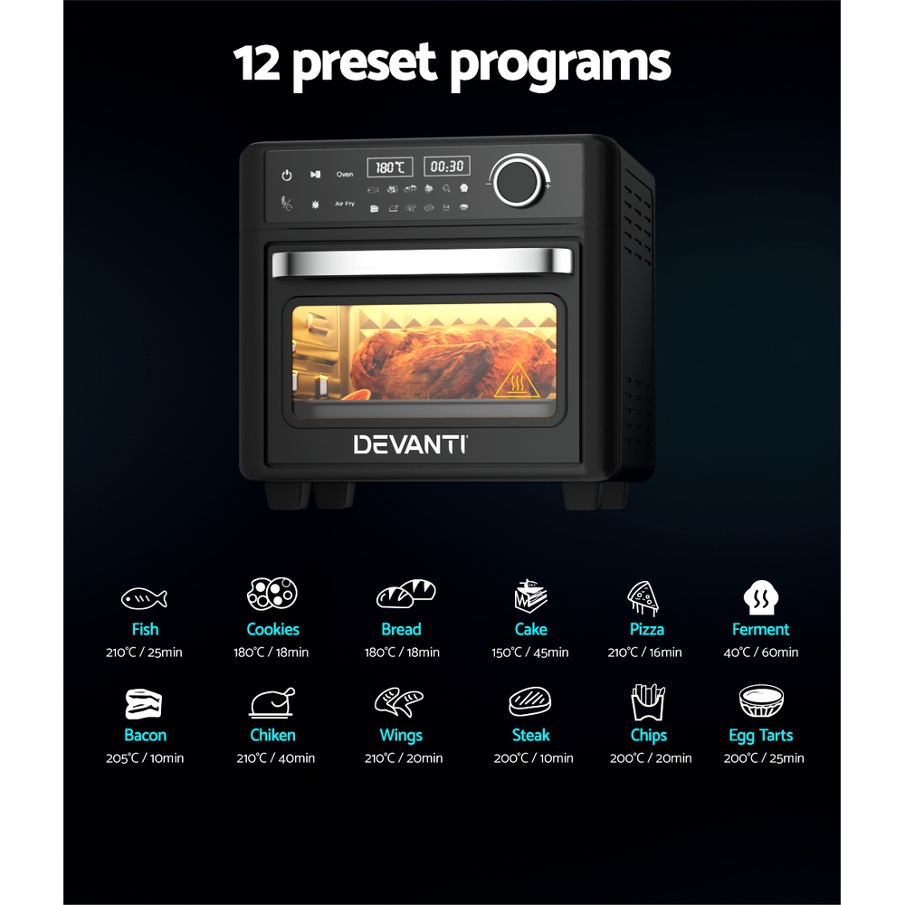 Devanti 15L LCD Air Fryer Oven Black view 4