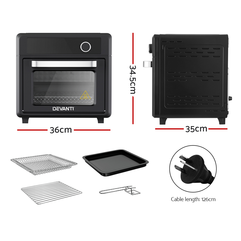 Devanti 20L LCD Air Fryer Oven Black view 2