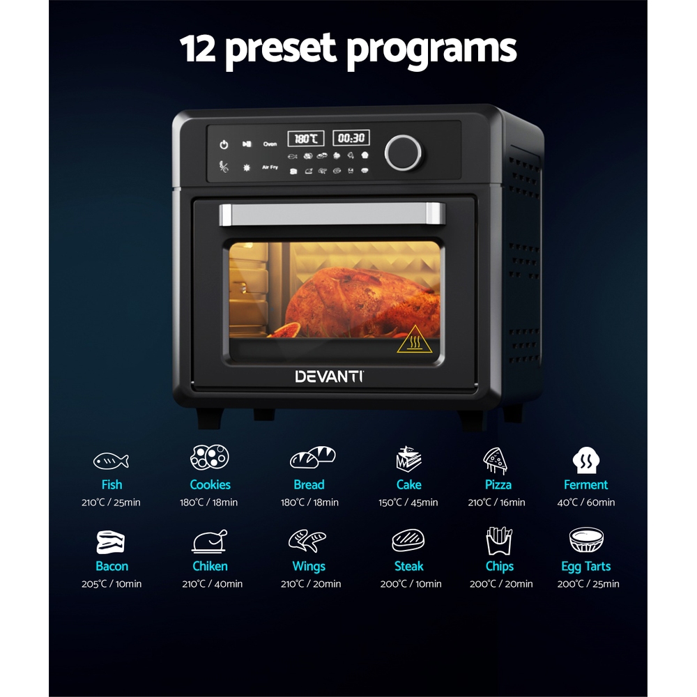 Devanti 20L LCD Air Fryer Oven Black view 4