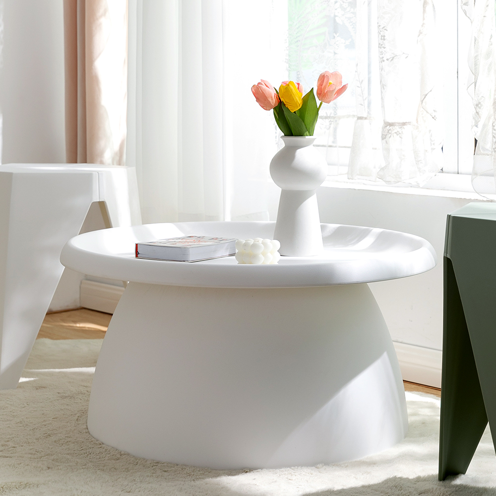 Artiss White Plastic Coffee Table 71cm view 5