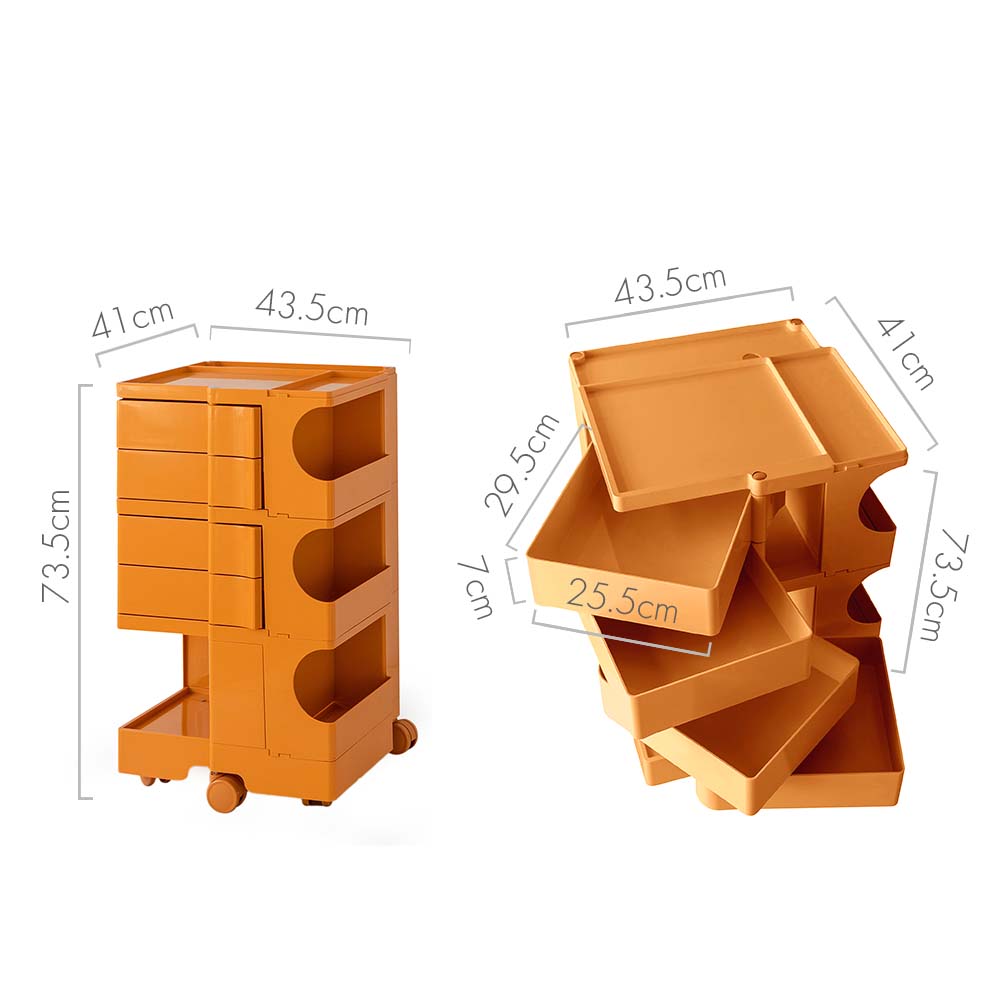 Artiss Boby Replica Storage Trolley 5 Tier Orange view 2