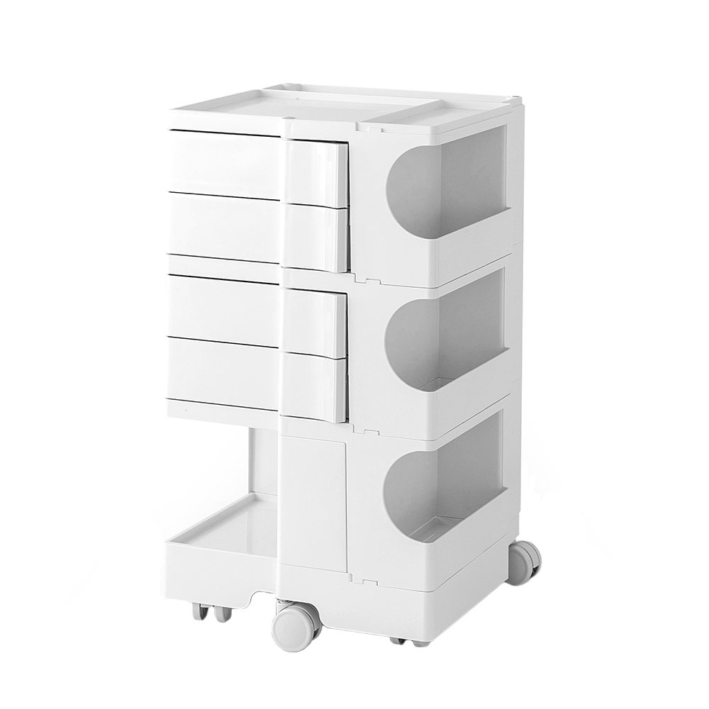 Artiss Storage Trolley Bedside Table 5 Tier White