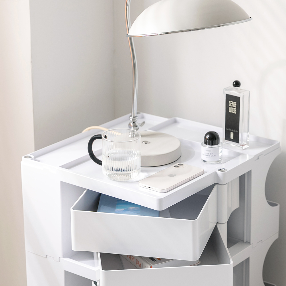 Artiss Storage Trolley Bedside Table 5 Tier White view 4