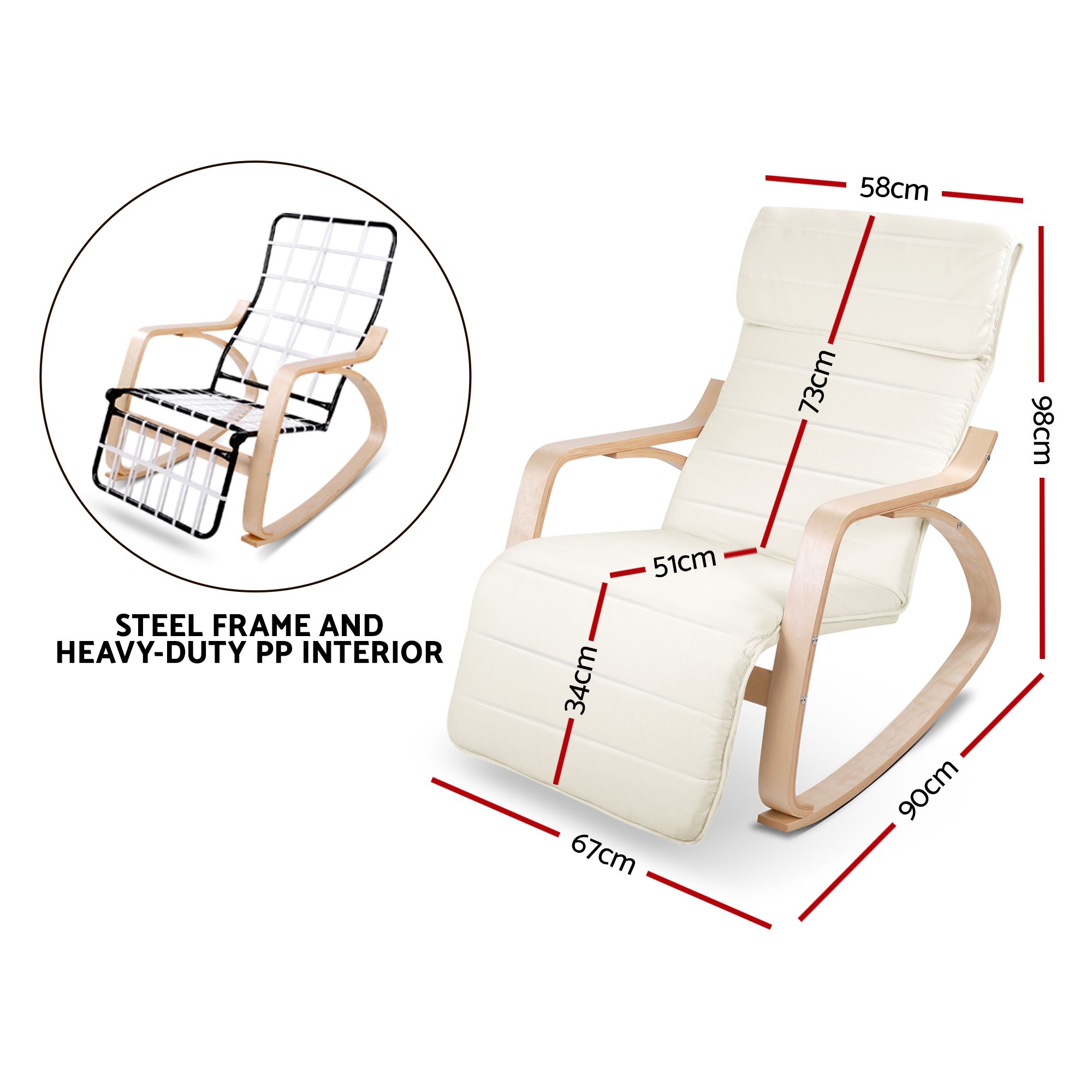 Artiss Afton Rocking Armchair with Footrest in 3 Colours view 2