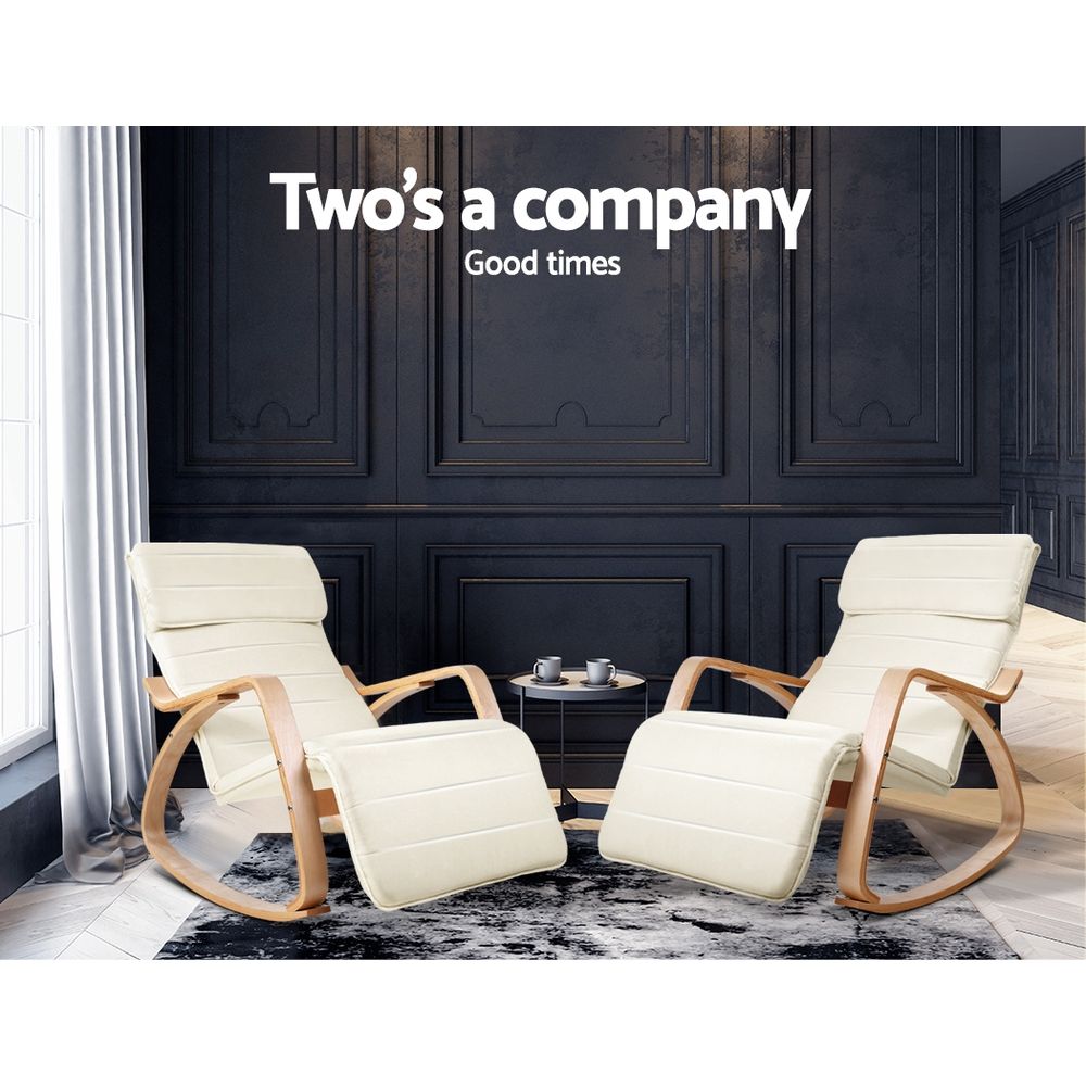 Artiss Afton Rocking Armchair with Footrest in 3 Colours view 4