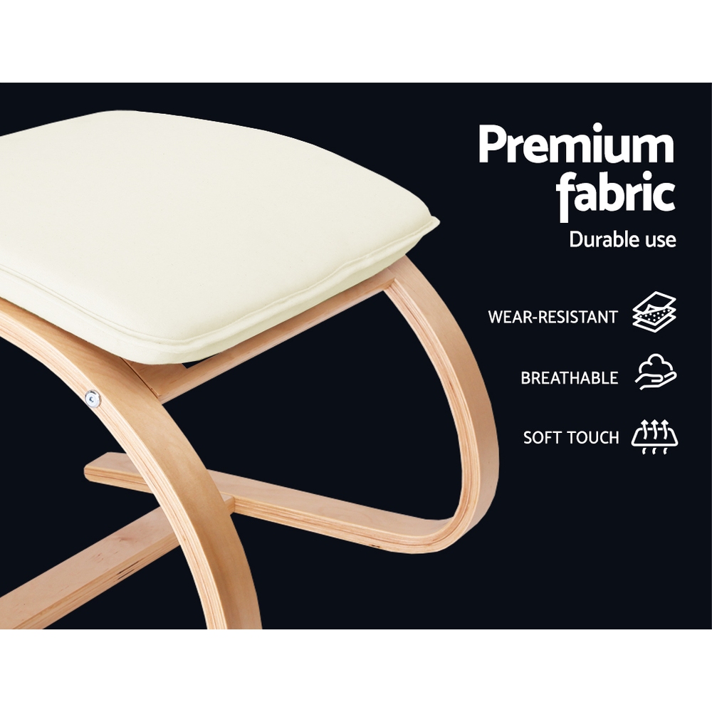 Artiss Bentwood Rocking Armchair with Footstool Beige view 5