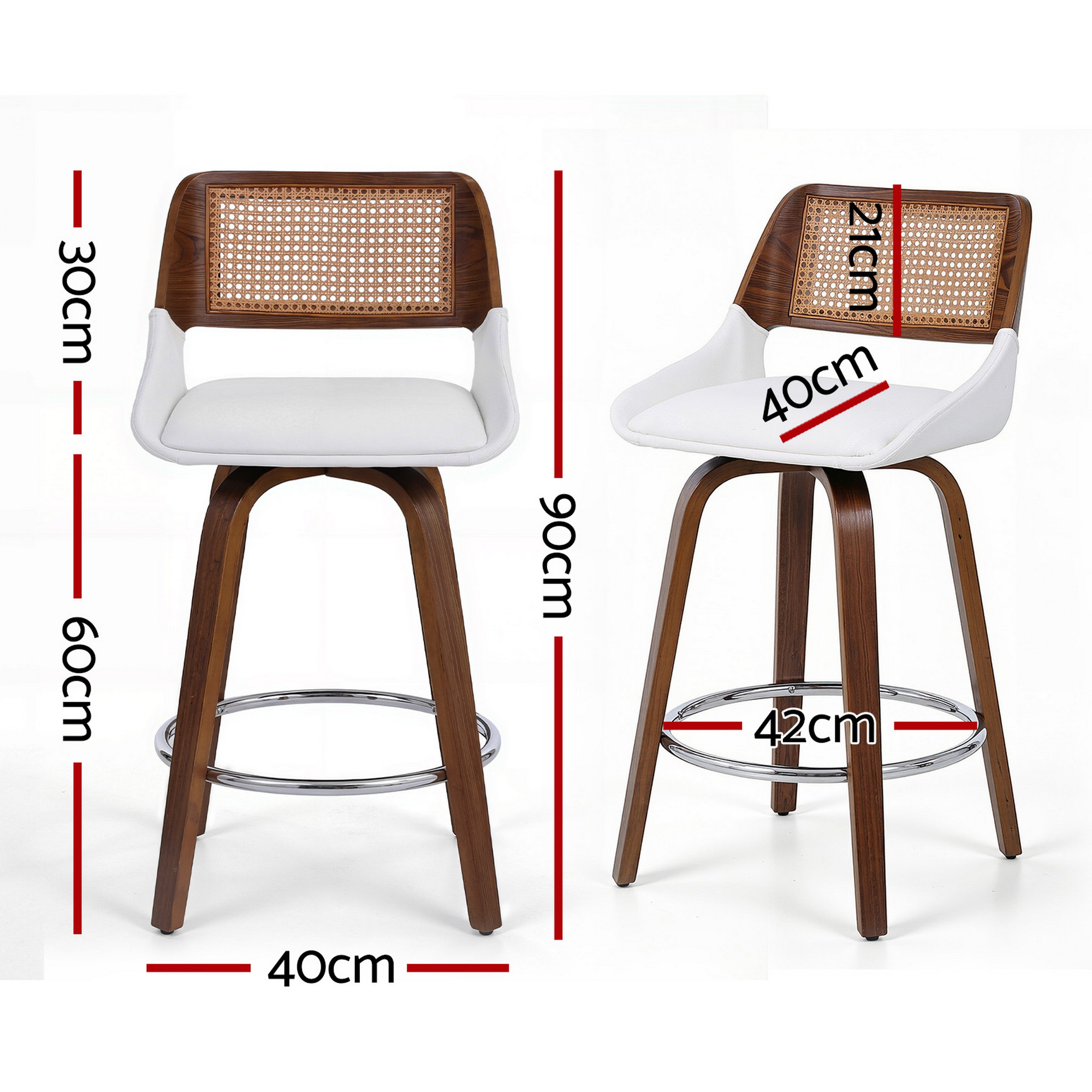 Artiss Wooden Swivel Bar Stools Single or Set of 2 60cm view 2