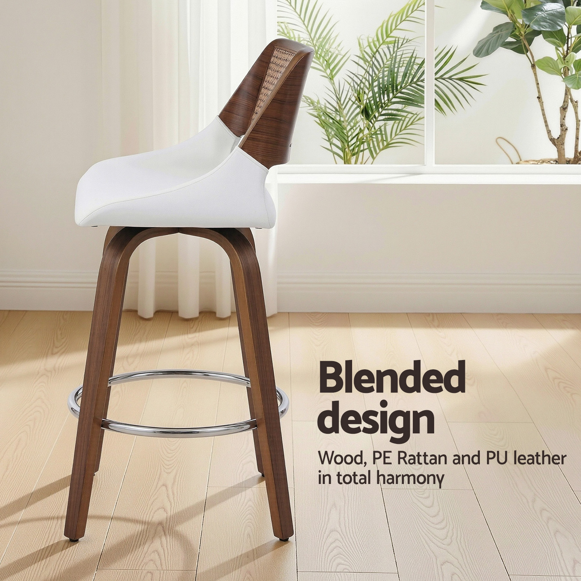 Artiss Wooden Swivel Bar Stools Single or Set of 2 60cm view 5