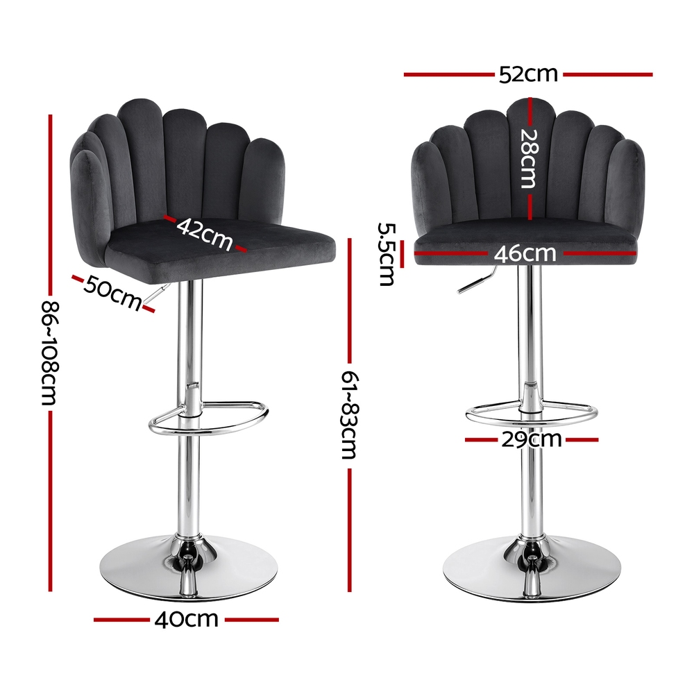 Artiss Velvet Shell Gaslift Bar Stools Set of 2 or 4 view 2
