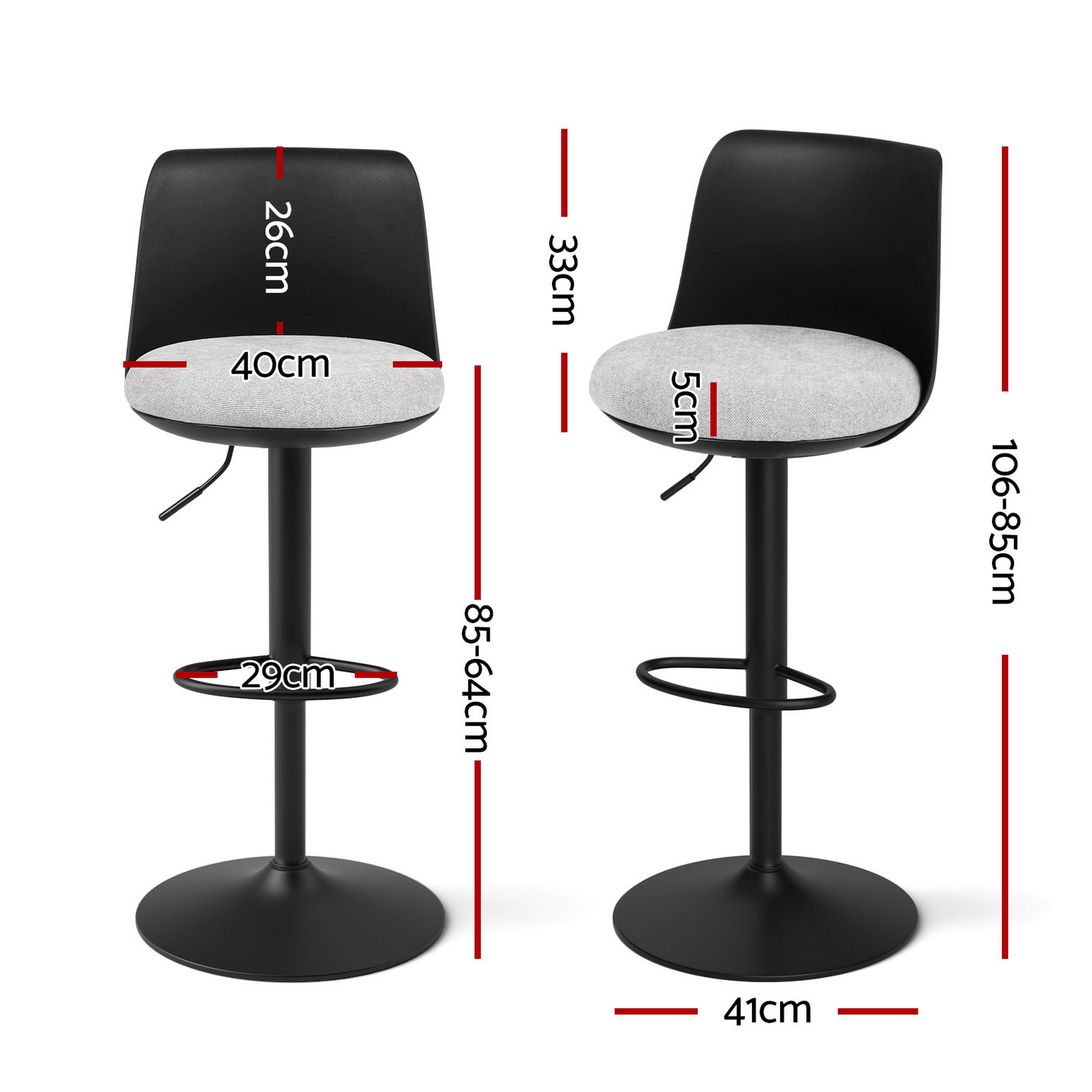 Artiss Bar Stools Faux Linen, Multi-Colour, Set of 2 or 4 view 2
