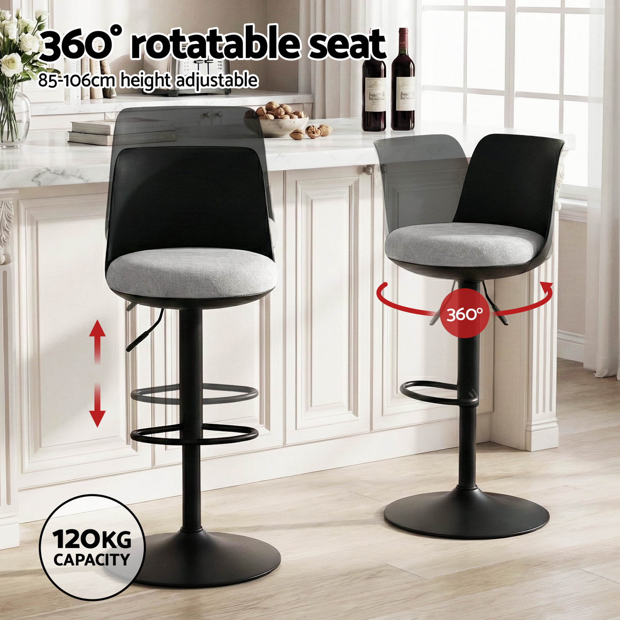 Artiss Bar Stools Faux Linen, Multi-Colour, Set of 2 or 4 view 4