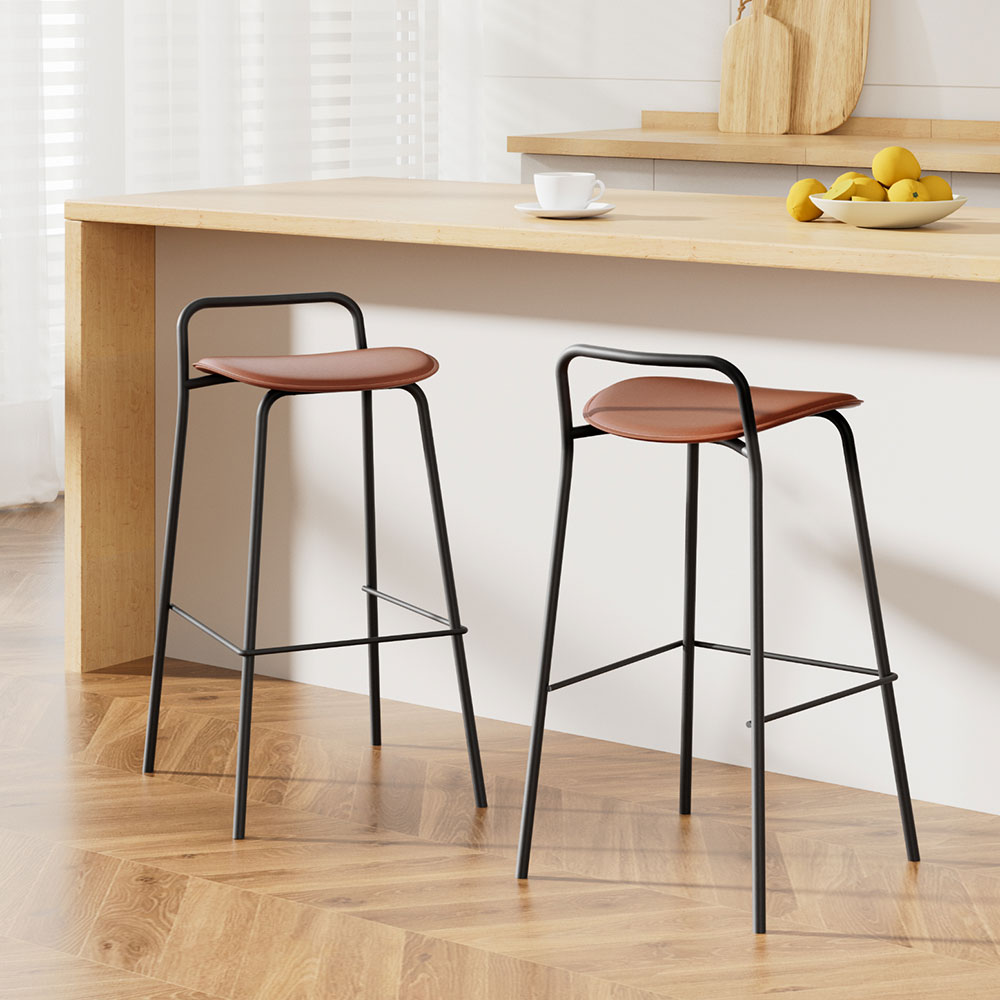 Artiss Metal Bar Stools Brown Set of 2