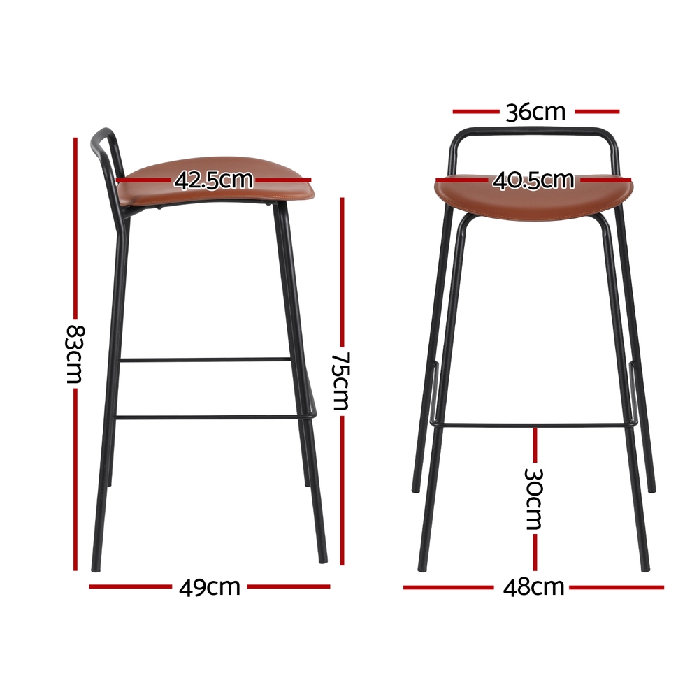 Artiss Metal Bar Stools Brown Set of 2 view 4