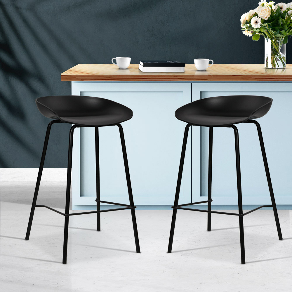 Artiss Bar Stools Plastic Seat Metal Black, Set of 2 or 4