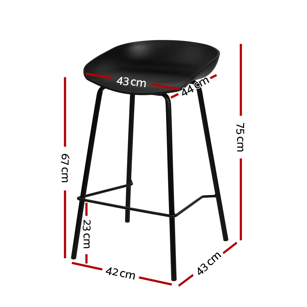 Artiss Bar Stools Plastic Seat Metal Black, Set of 2 or 4 view 2