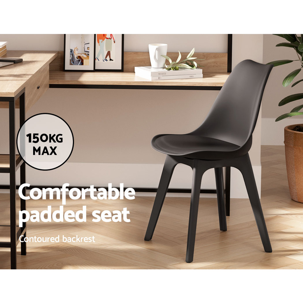 Artiss Replica DSW Dining Chairs, Set of 4, Black view 4
