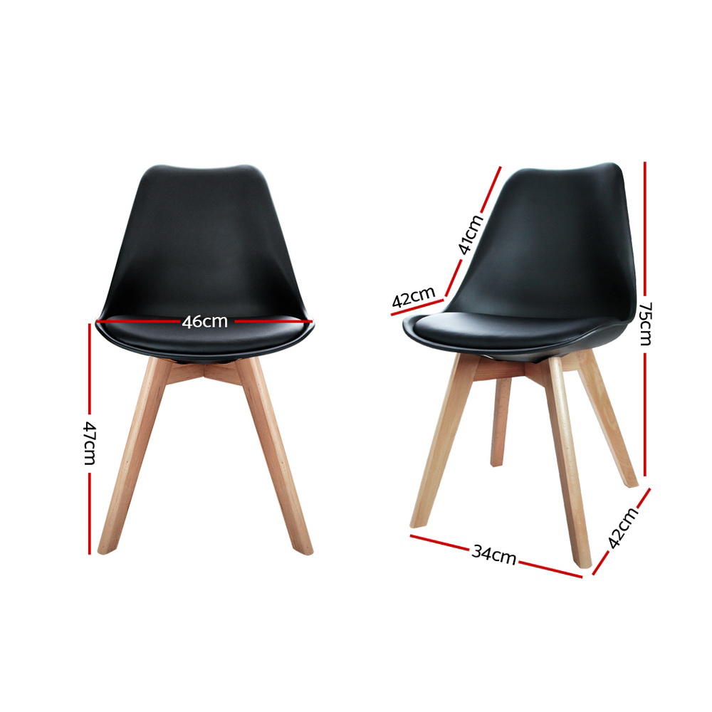 Artiss Replica DSW Wooden Leg Dining Chairs, Set of 4, Black view 2