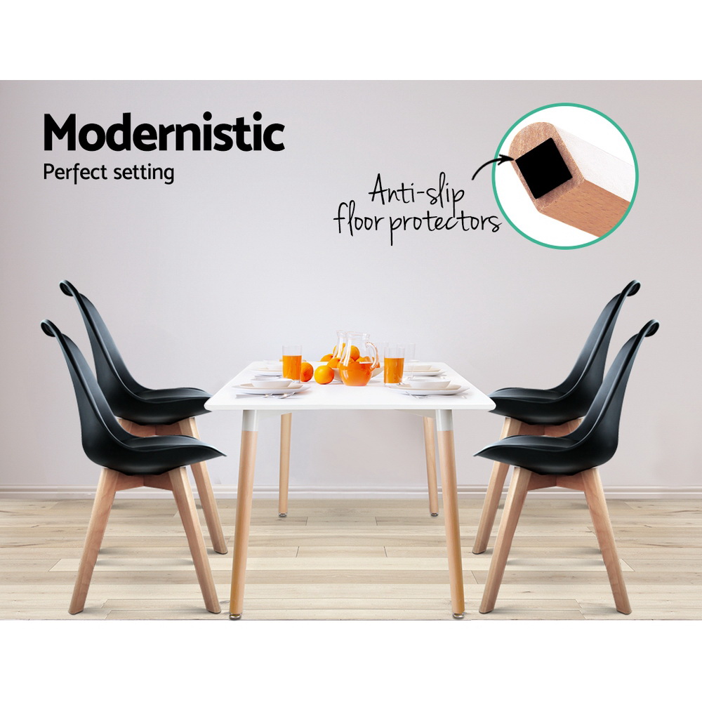 Artiss Replica DSW Wooden Leg Dining Chairs, Set of 4, Black view 4