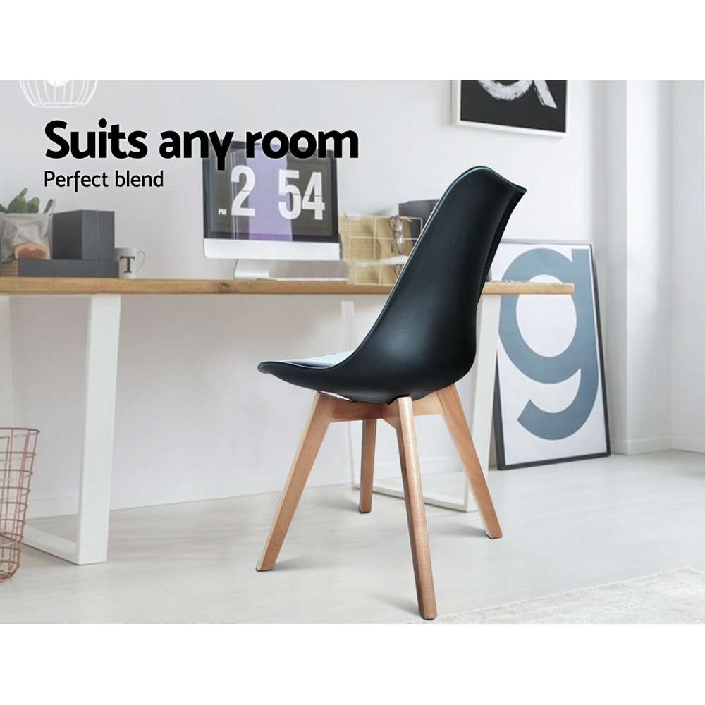 Artiss Replica DSW Wooden Leg Dining Chairs, Set of 4, Black view 5