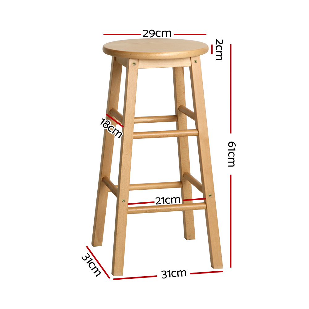 Artiss Bar Stools Round Wooden, Multi-Colour, Set of 2 or 4 view 2