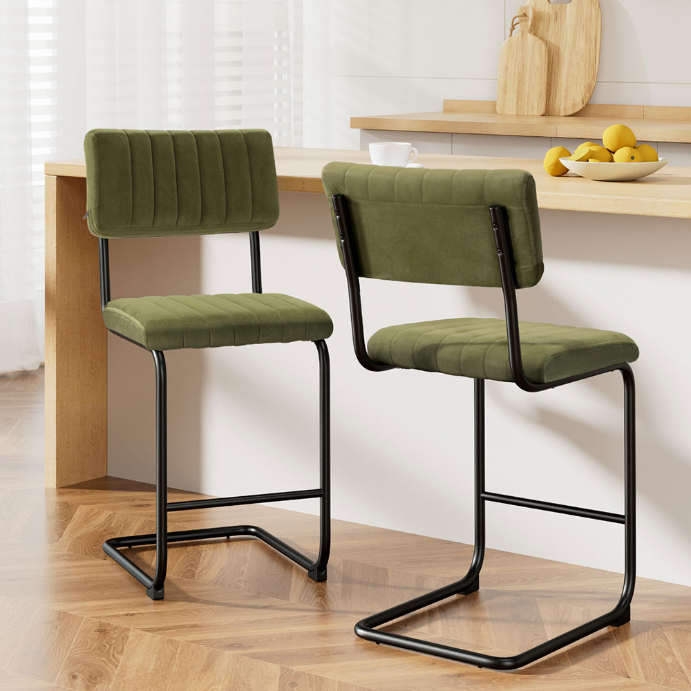 Artiss Orman Bar Stools Velvet Green