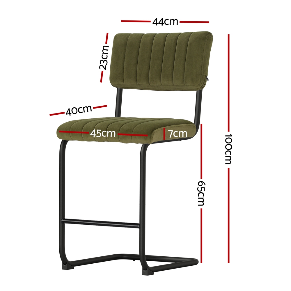 Artiss Orman Bar Stools Velvet Green view 2