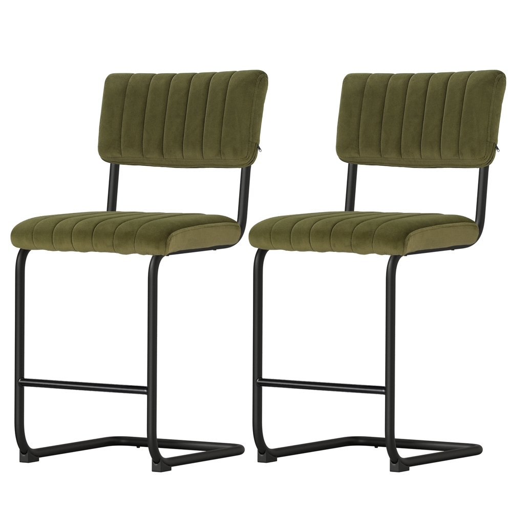Artiss Orman Bar Stools Velvet Green view 3