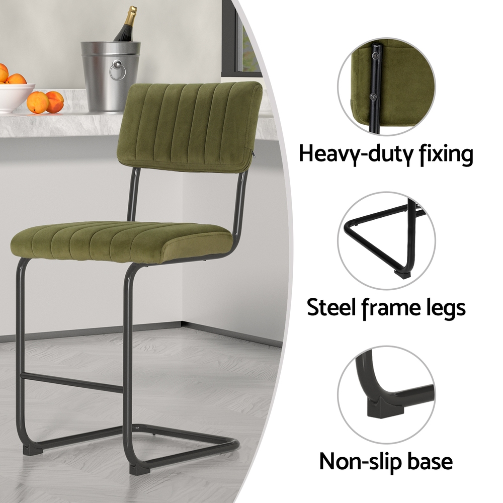 Artiss Orman Bar Stools Velvet Green view 5