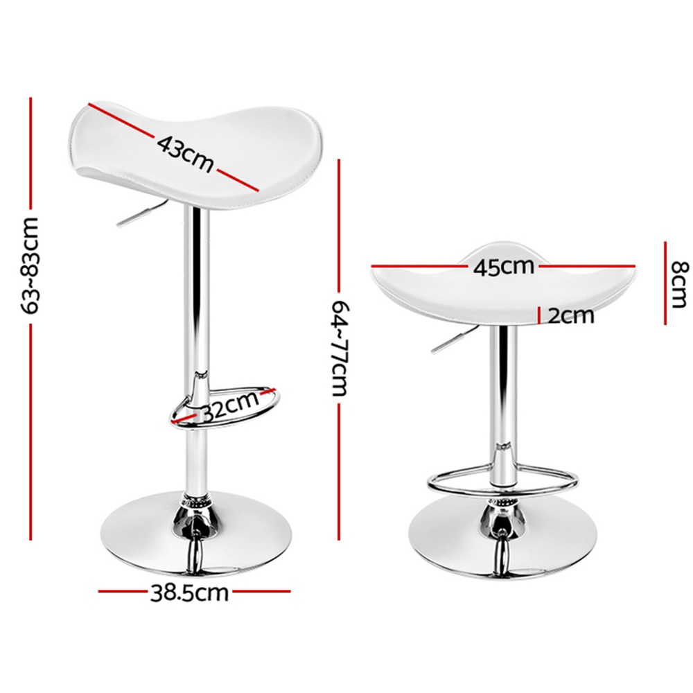 Artiss 4x Bar Stools Leather Gas Lift White view 2