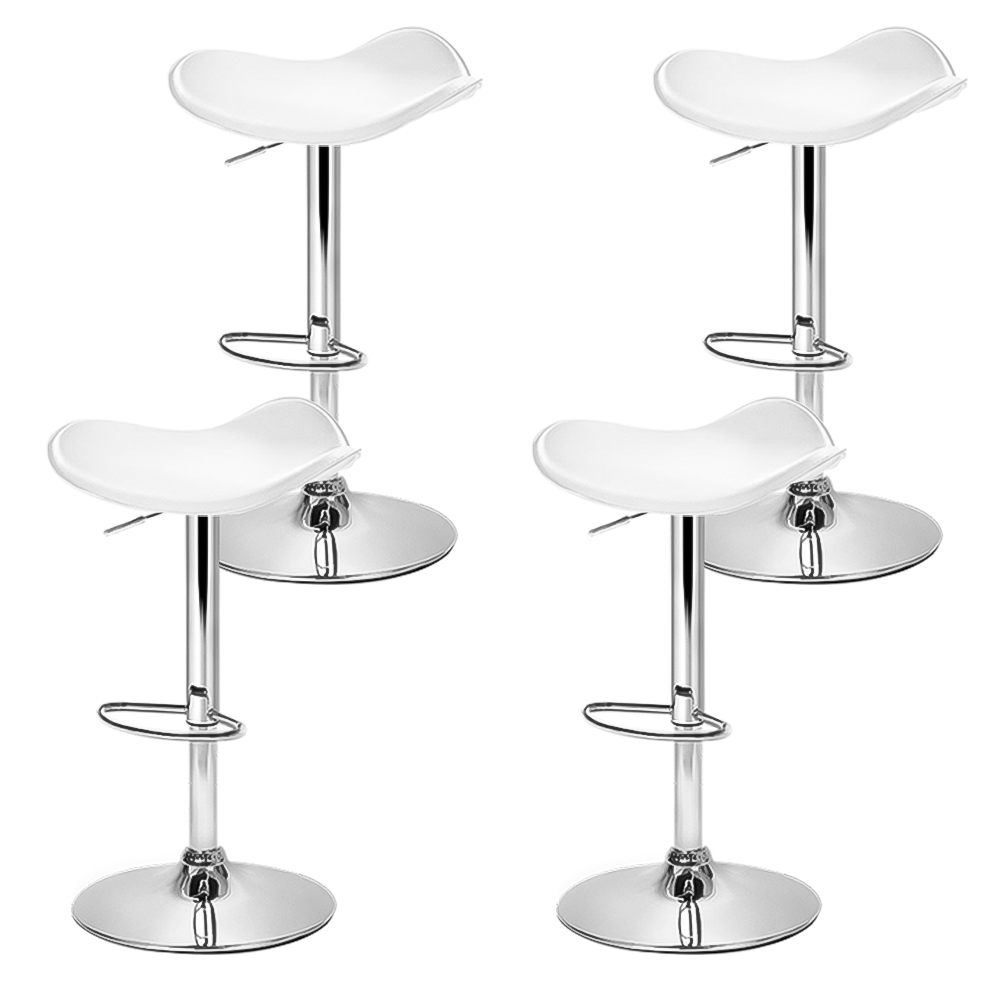 Artiss 4x Bar Stools Leather Gas Lift White view 3