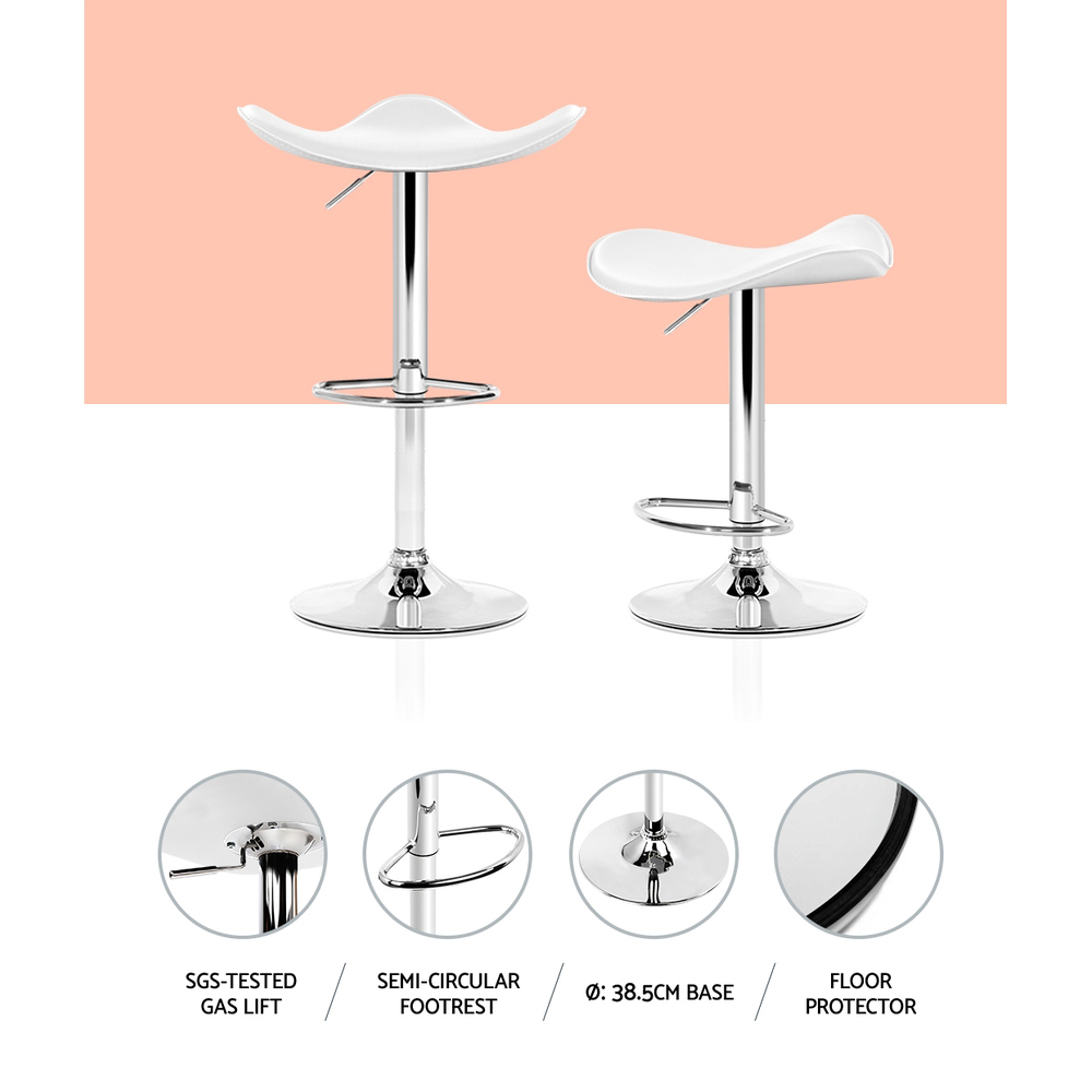 Artiss 4x Bar Stools Leather Gas Lift White view 4