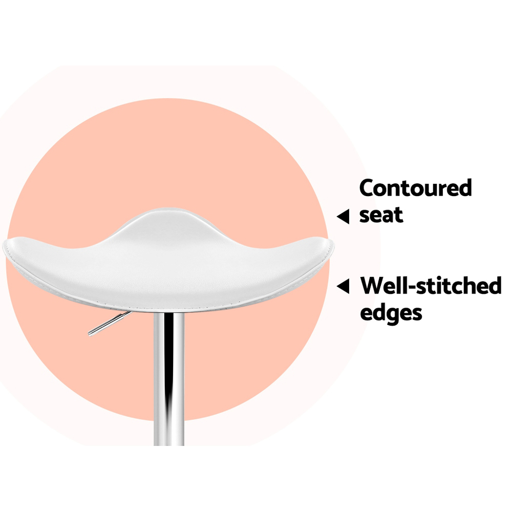 Artiss 4x Bar Stools Leather Gas Lift White view 5
