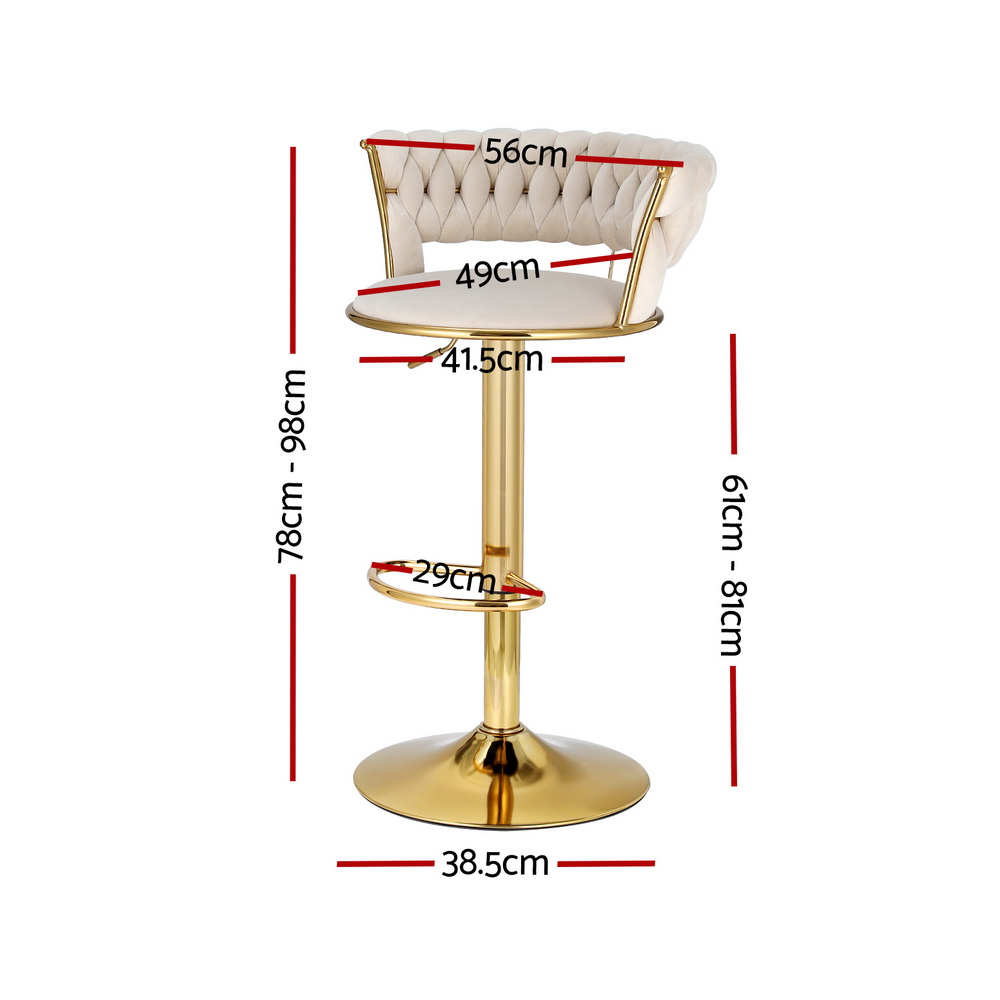 Artiss Vivien Velvet Bar Stools in Multiple Colours view 2