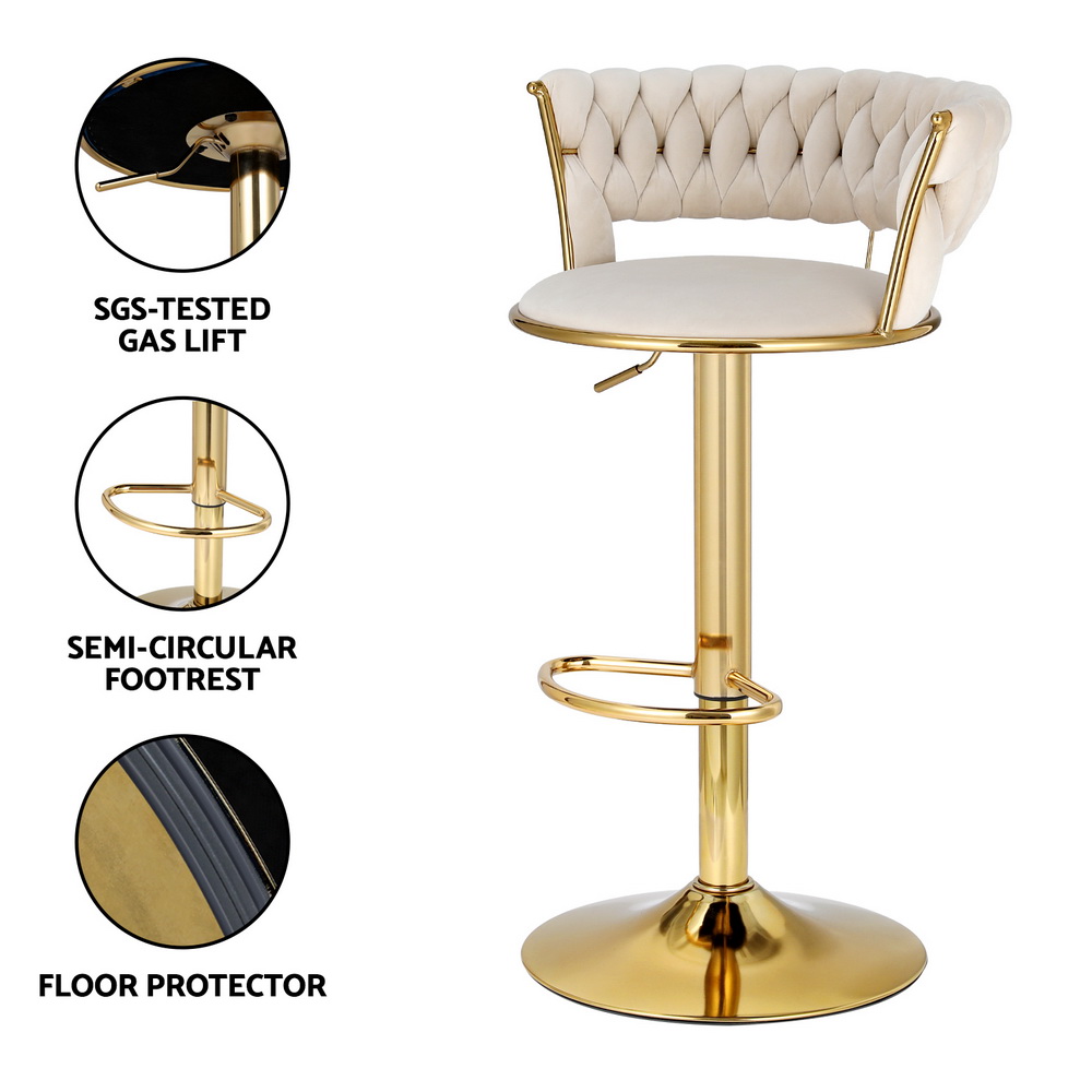 Artiss Vivien Velvet Bar Stools in Multiple Colours view 5
