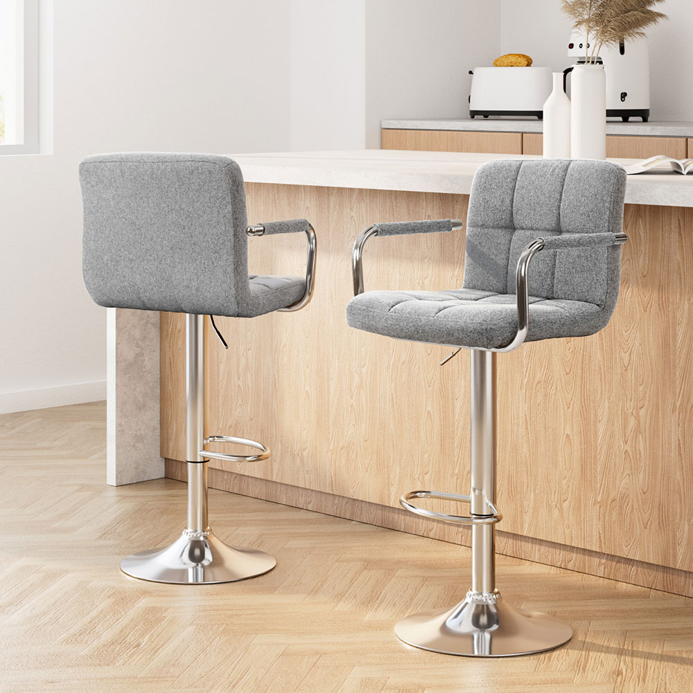 Artiss Noa Fabric Bar Stools with Armrest, Single or Pair