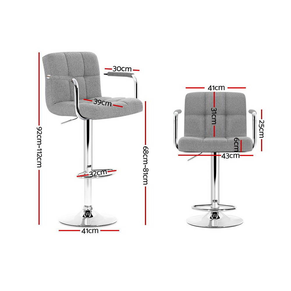 Artiss Noa Fabric Bar Stools with Armrest, Single or Pair view 2