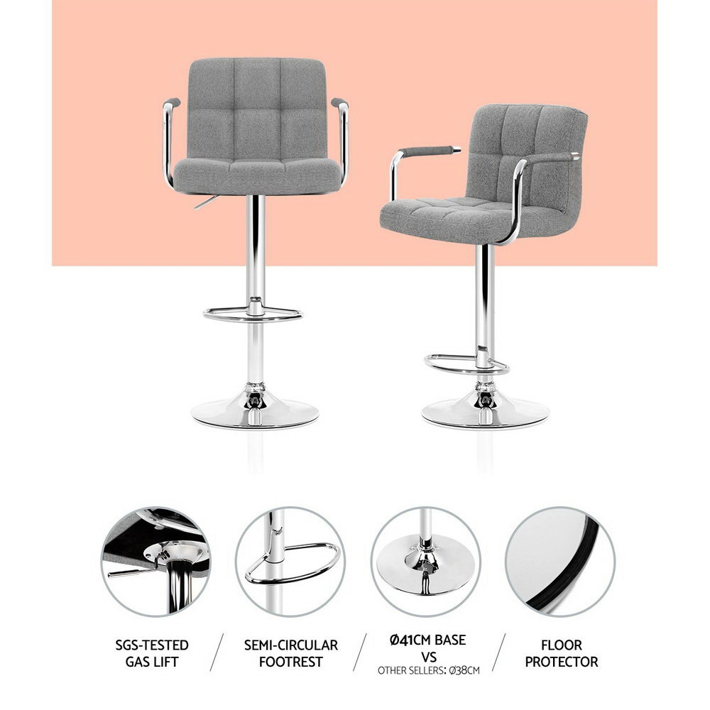 Artiss Noa Fabric Bar Stools with Armrest, Single or Pair view 4